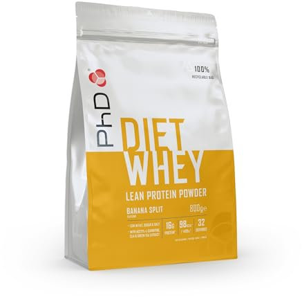 PhD Diet Whey Banana Split, Low Calorie Protein Powder for Weight Management and Muscle Recovery, 800 g