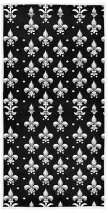 CHIFIGNO Weiße Fleur de Lis auf schwarzen Handtüchern, saugfähig, weich, Gesichtshandtuch, dekorative Handtücher, Einweihungsgeschenke für Badezimmer, Hotel, Fitnessstudio, Spa, 76,2 x 38,1 cm