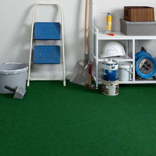 Steffensmeier Teppichboden Nadelfilz Paris | Meterware Rollenware Bodenbelag 3 mm für Abstellkammer Dachboden Hobbyraum | Grün, Größe: 100x100 cm