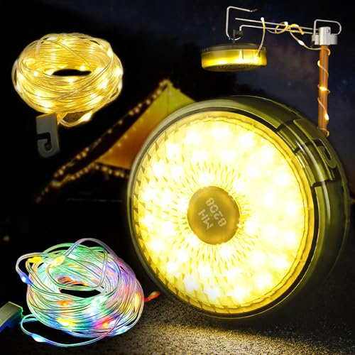 Camping Lichterkette Aufrollbar,Campinglampe mit 10m led lichterkette,Tragbare camping lichterkette,Led lichterkette außen camping usb,Ausziehbare lichterkette camping,Campingleuchte lichterkette