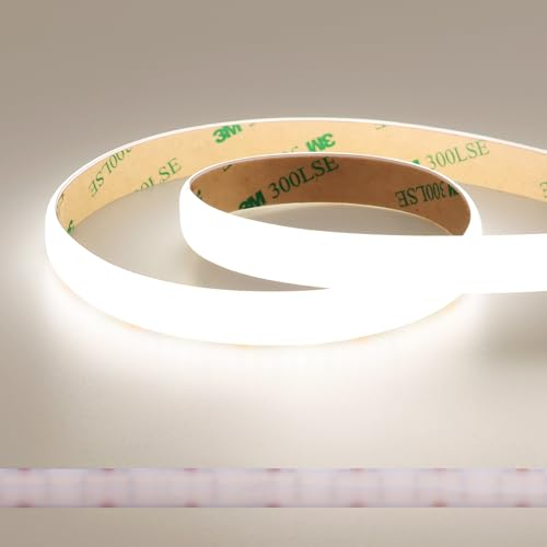 JOYLIT 24V Doppelreihe COB LED Strip Diffusion 5M Wasserfest Neutralweiß 4000K 560LEDs/M ohne Punkte 10250LM Superhell, CE UL PRO CRI 92+ 12MM 24W/M Dimmbar LED Streifen für Commercial, Home, Decke