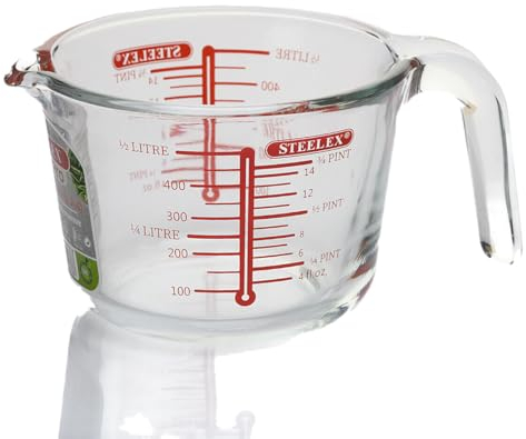 Steelex Jarra medidora de cristal, apta para hornear y cocinar, hecha de vidrio de calidad, apta para lavavajillas (500 ml/0,5 L)