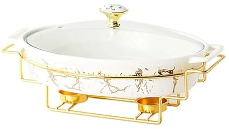 Scaldavivande in ceramica con finitura in finto marmo, set scaldavivande per matrimoni, feste, banchetti, set scaldavivande per eventi di catering