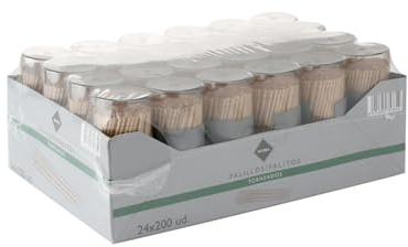 Palillos Redondos y Torneados en Distintos Formatos - 500 a 24000 Unidades - Perfectos para Hostelería (BOTES, palillo torneado redondo contiene 24 undx200)