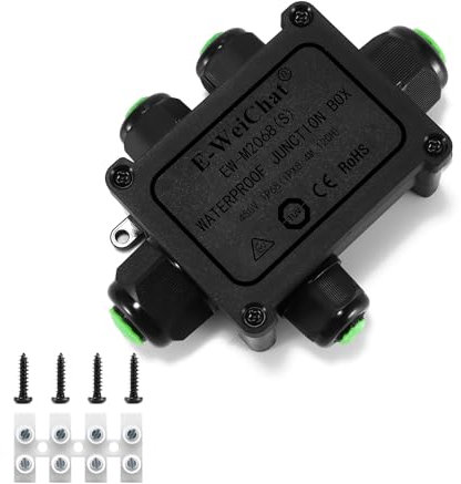 AOZBZ 5 Wege Wasserdichte Abzweigdose, Abzweigdose Wasserdicht, Ip68 Elektrische Anschlussdose Für Kabel mit 5-15 mm Durchmesser, aus Polykarbonat, Schwarz(1 Stück)