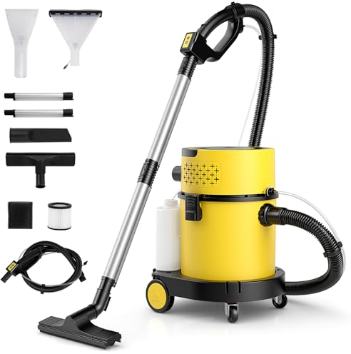 COSTWAY Nass-Trockensauger 1200W, 4-in-1 Aschesauger tragbar mit Rollen, 17KPA Industriestaubsauger mit 20L+4L Behälter, HEPA Filter, Fernbedienung und 9 Zubehörteilen für Boden, Treppe, Sofa