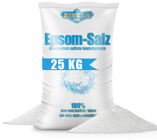 Epsom Salz 25kg | Epsom Badesalz 25kg | Bittersalz Magnesiumsulfat | Pharmaqualität Badesalz - 100% Rein | Natürliches