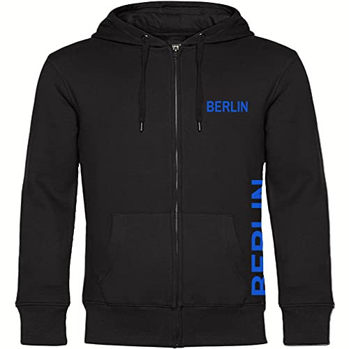 multifanshop Kapuzen Sweatshirt Jacke - Berlin blau - Brust & Seite - Druck blau - Sweat Größe M schwarz