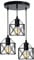 EMKE Pendelleuchte Pendellampe Hängelampe 3-flammig, Vintage Hängeleuchte Esszimmer Esstisch Lampenschirm Licht, E27 Lampe Hängend Küche Wohnzimmer Pendellampen Schwarz