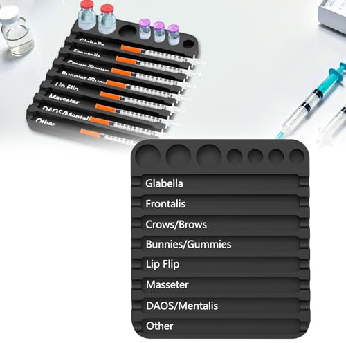 BQDQYBS Aesthetic Practitioner Syringe Tray with 8 Slots Label, Vial Holder/Syringe Tray Combination for Aestheticians and Nurses, Syringe Storage Tray Organizer