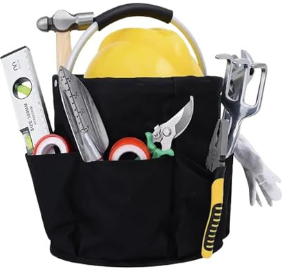Cleaning Caddy with Handle Storage Box, 17L Cleaning Caddy Organiser, Multi Pocket Foldable Cleaning Bag, Easy To Carry Cleaning Products Organiser, Black