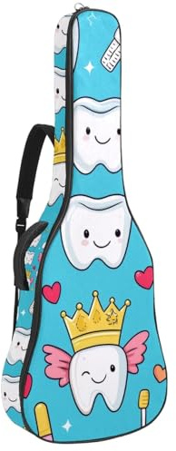 KengjuTesu 43 Zoll Akustikgitarre Softcase mit Rucksackgurt und 2 Taschen Flügelzahn, ohne Polsterung, Rucksack Wasserdicht Oxford Tuch Bassgitarre Gigbag für Konzertgitarre, mehrfarbig,