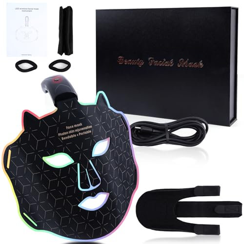 Maschera LED Viso con 4 Colori,Maschera per Viso della Luce Rossa,Red Light Face Mask con 3 Modalità di Cura della Pelle,LED Mask Infrarossi Antirughe Anti-acne,per Tutti i Tipi di Pelle a Casa