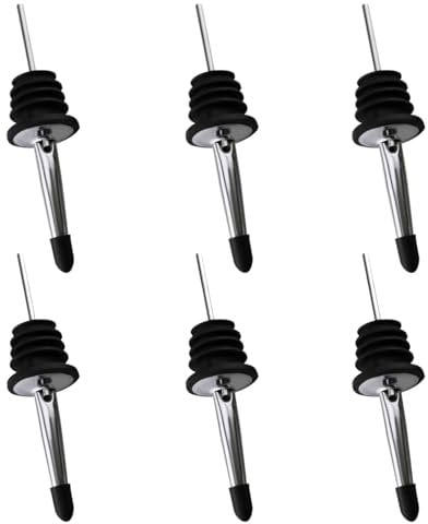 6 Pieces Bottle Pourers for Spirits,Oil Pourer with Rubber Dust Caps,Easy and Fast Oil Pourer Spout,Simplicity and Style Stainless Spirit Speed Pourers,for Pours Liquor,Wine,Vinegar Syrup or Olive