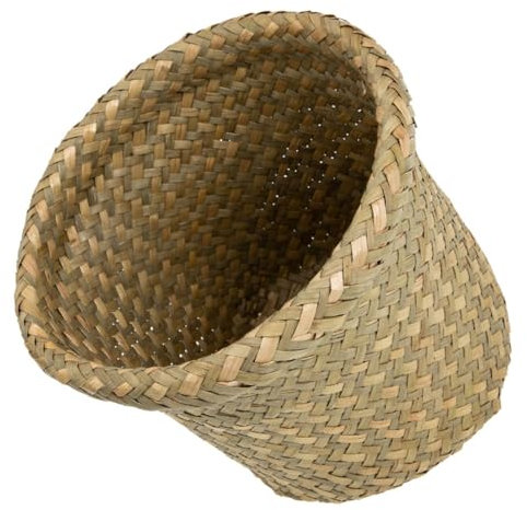 Panier De Rangement Tissé en Jonc De Mer Petits Paniers pour Salle De Bain Cuisine Poubelle À Papier Ronde Capacité Style Rustique