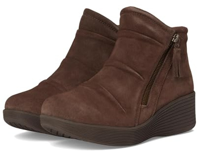 Skechers Women's PARALLEL LITE, Ruched side zip boot with Air-Cooled Memory Foam, Chocolate, 10M