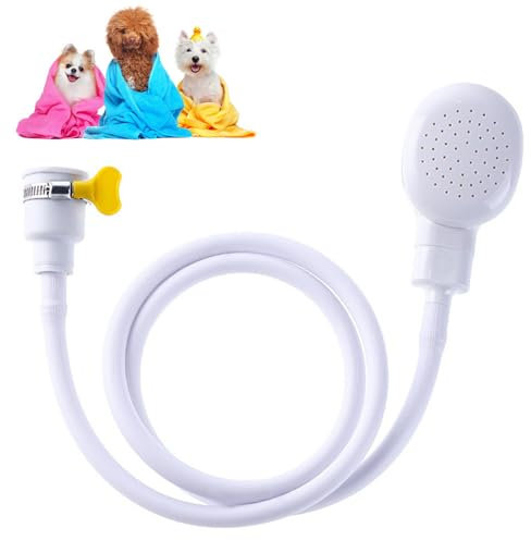 Sink Single Tap Shower Head with Clamps Attachment Head Hose Spray Sink Rubber Hose Bath Shower Attachment for Bath Taps, Pet Shower, Camping Shower - 1.32 m