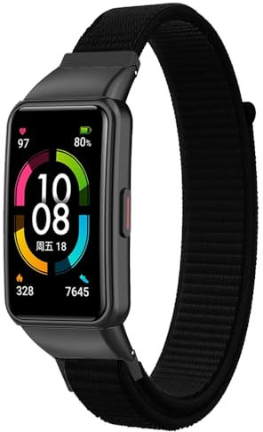 Breathable Sport Armband für Huawei Band 6/Band 6 Pro/Band 6 NFC, Nylon Uhrenarmband Armbänder, Ersatzarmband für Honor Band 6 (Black)