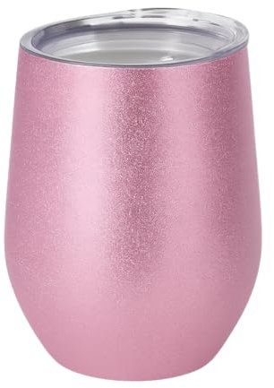 Glitter Stainless Steel Tumbler, Double-Wall Insulated, 12oz (Pink)