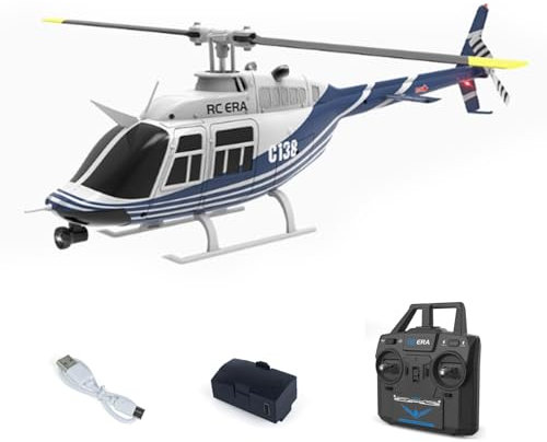 TOUCAN RC HOBBY 1/33 C138 RC Simulation Helicopter Model Bell206 6CH Radio-Controlled Stunt Plane 6-Axis Gyroscope Battery Adult Gifts Toy for Hobby