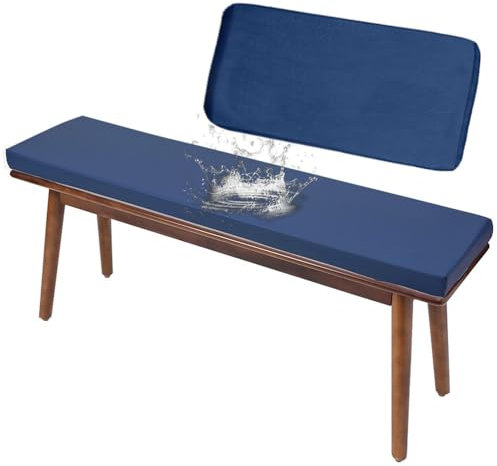 Generisch 5cm Dicke Outdoor Sitzkissenbezug, Wasserdicht rutschfest Bezug-Bankkissen Bankauflage, Polyester Sitzkissen Ersatzbezug mit Reißverschluss für Sitzauflage Gartenbank,Blau,110x60x5cm