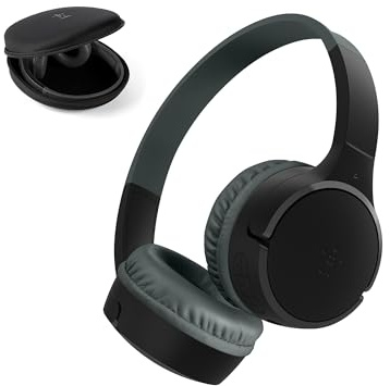 Belkin SoundForm Mini Kids Wireless Headphones with Built-In Microphone, 30H of Playback Time, & Fun Stickers - Over-Ear Headsets for Online Learning, School, Travel, iPhone, iPad, Galaxy - Black