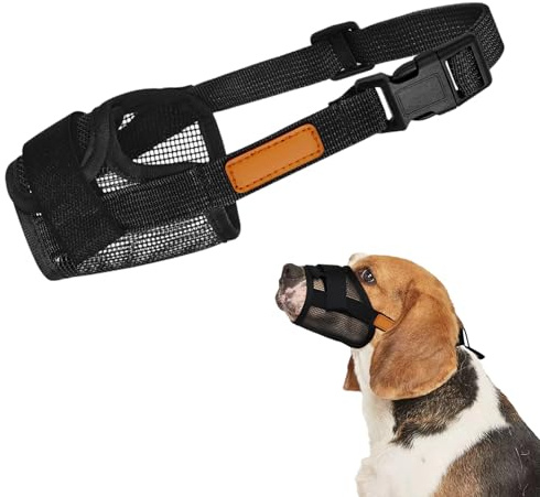TAGMEIU Adjustable Dog Muzzle, Black Breathable Mesh (L) | Preventing Biting Chewing Barking, Allows Panting Drinking, for Medium and Large Dogs