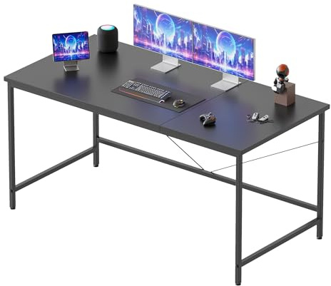 Mericonia Basic Computer Desk, 2 pieces Desktop, 120x50cm, Black | Office Desk with Simple design, industrial style, Modern PC Desk for Home & Office, Easy Assembly