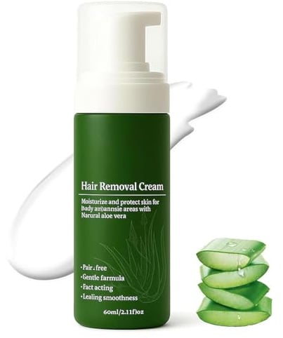 Natürliche Aloe Vera Haarentfernungscreme, Natürliches Aloe Vera Schnelles und sanftes Haarentfernungsmousse, Feuchtigkeitsspendend und pflegend, Nicht fettend, Schnell und sanft, Geeignet für das Ges