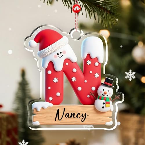 2025 Personalisierte Weihnachtsornamente, 26 Buchstaben Personalisierter Weihnachtsschmuck für Familien Ornamente Handgefertigter Personalisierter Christbaumschmuck - Kind,Alphabet