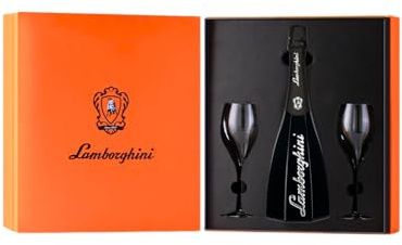 Lamborghini Ottagonale – Cofanetto Regalo con Bottiglia 0,75L e Flûte | Spumante Metodo Charmat, Made in Italy – Linea Ottagonale (SILVER)