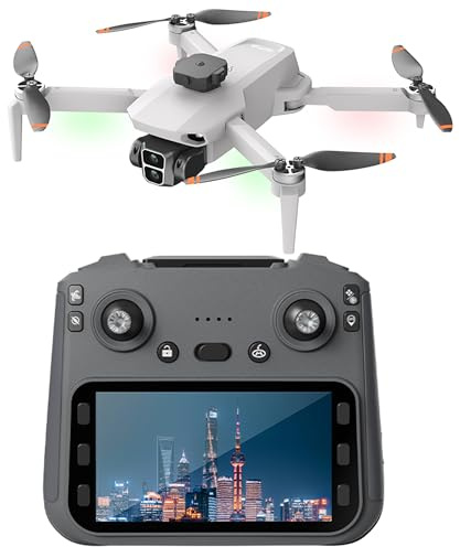 Drone with Camera 4K HD, GPS Auto Return, with 4.5 LCD Screen, Follow me, Brushless Motor, under 249g, Total 1 hour flight time, Obstacle Avoidance (Grey with 4.5 LCD Screen)