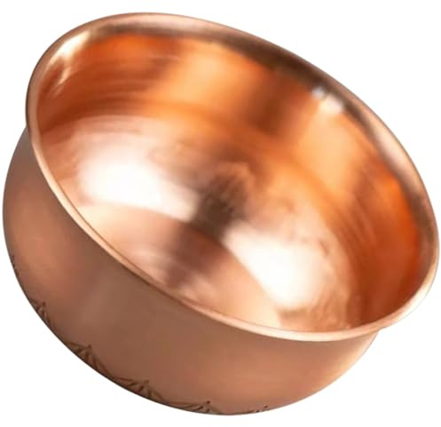 Amosfun Pure Copper Water Offering Cup Round Multi Use Buddhist Hall | Not Easy to Break or Fade, Convenient to Use and Carry, Creative round Shape for Tabletop Use
