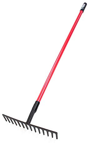 Bully Tools Level Head Rake with Fiberglass Shaft – Heavy Duty Garden Tool for Lawns, Landscaping Metal Rakes for Gardening, Yard Work, Steel Gravel Tool, Thatch Lawn Rake, Outdoor, 14 Tines (60 Inch)