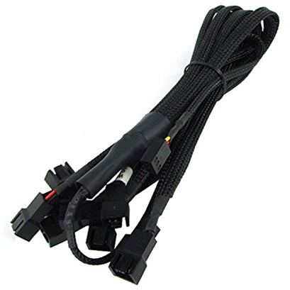 Phobya Y-Kabel 3Pin Molex auf 9X 3Pin Molex 60cm - Schwarz