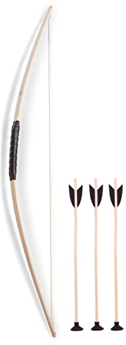 BestSaller 1201 Jugendbogen Flitzebogen Holzbogen aus Eschenholz 114 cm und 3 Holzpfeile Pfeile 50 cm (1 Bogen 3 Pfeile)