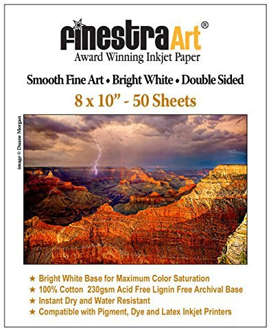 8 X 10 Smooth Fine Art Bright White Double Sided - 50 Sheets