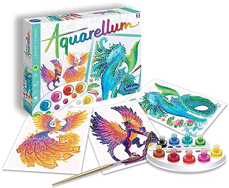 SentoSphère - AQUARELLUM - ANIMAUX MYTHIQUES - Kit peinture - Peinture Aquarellable Magique - A partir de 7 ans - fabriqué en France
