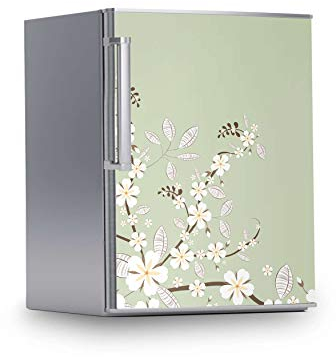 Kühlschrank Aufkleber I Dekoration für Kühlschranktür - Sticker Folie selbstklebend I Deko Küche - Design: White Blossoms