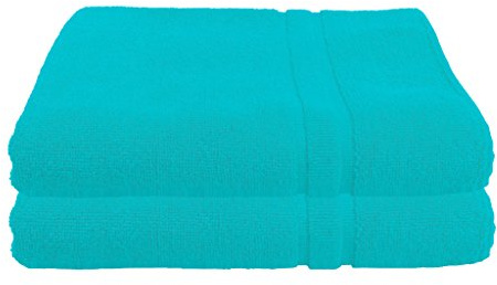 Julie Julsen 2er Pack 70 x 120 cm Duschtuch Premium Qualität 900 gm2 aktuellen Farben und 3 Größen aus Baumwolle Design Doppel Rahmen Türkis