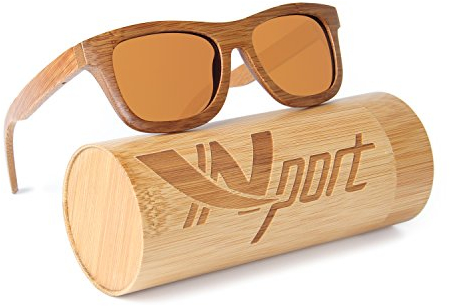 Ynport Bambus-Sonnenbrille für Herren/Damen, klassisches Design, mit Holz beschichtet, Vintage-Stil, Floating Eyewear