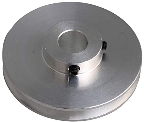 Yibuy Silver Aluminium V Shape Groove Pulley 58x12mm for Engine Belts Motor Shaft 3-5mm Round Belts