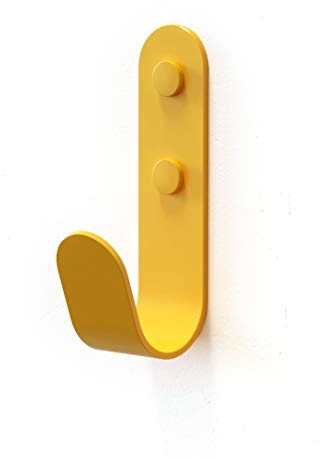 The Hairpin Leg Co. [HLC] Metal J Wall Hook. Chunky Modern Playful Coat Hook - Yellow