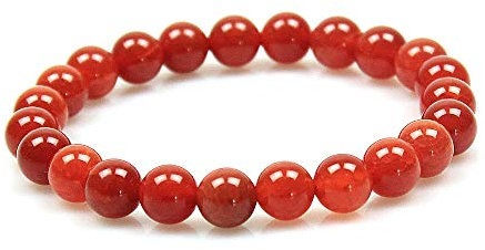 MJDCB Bracelet Agate Veine Dragon Rouge Naturelle 8mm Perle Pierre de Protection Puissante