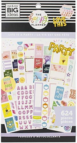 me & my BIG ideas 612681 Happy Planer STCKRS LIFE, Papier, Das Leben Ist Eine Party, Einheitsgröße
