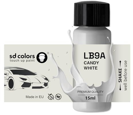 SD COLORS Candy White LB9A Ausbesserungslack, 15 ML, Reparatur-Pinsel, Farbcode LB9A Candy White (Farbe)