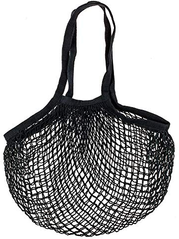 hibuy Einkaufsnetz/Einkaufsbeutel Diana - 100% Baumwolle - 40 x 60 cm - schwarz