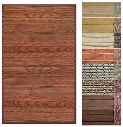 Floordirekt Bambusteppich Bambusmatte mit Stoffrahmen | Natur Design in vielen Farben & Größen (120 x 180 cm, Magenta Braun)
