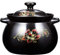 Potes De Cocina De Arcilla, Plato De Cazuela Redondo Con Tapa, Ollas De Barro Para Cocinar, Stockpot Para Guisos, Sopa, Vapor,Negro,2.8L