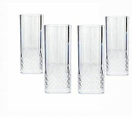 Faboer 6 x Vintage Clear Crystal Effect Plastic Glasses Drinking Picnic Garden Acrylic (Highball Glasses)